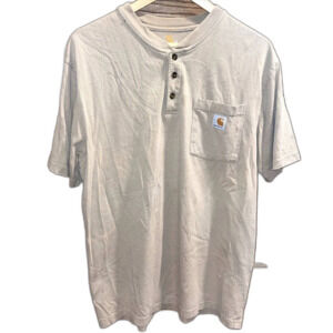 Carhartt Worn in Work Shirt Tan Pocket Quarter Button Everyday Paint Stains M